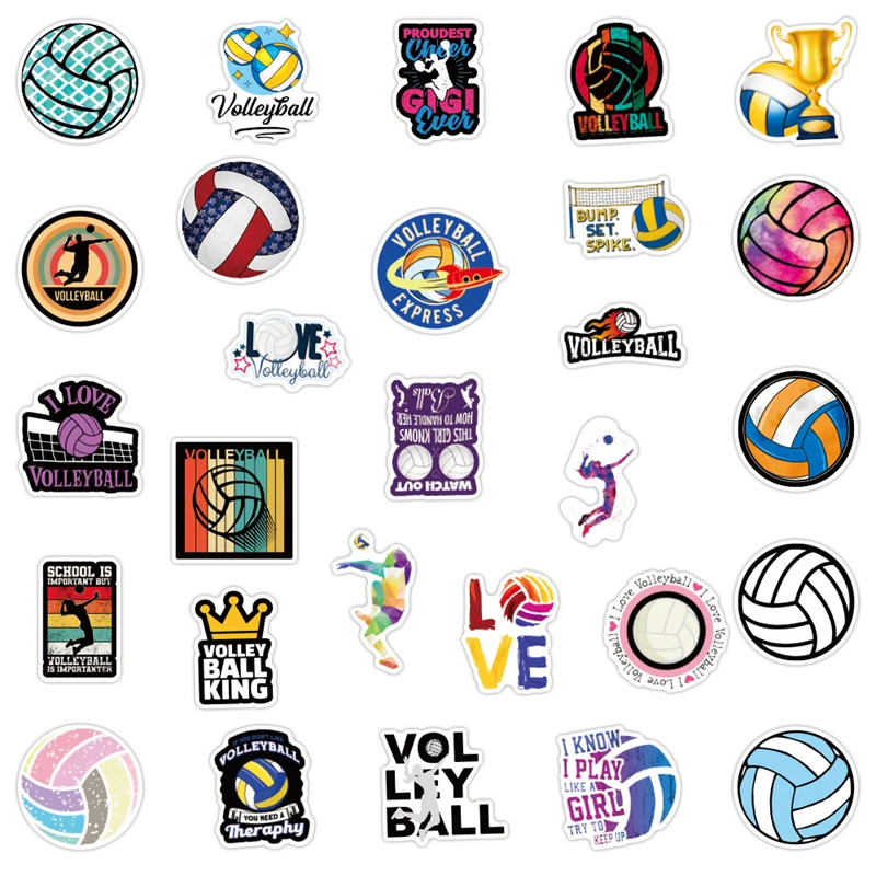 10/30/50 PCS New Volleyball Doodle Graffiti Waterproof Sticker Motorcycle Phone Computer Luggage Fridge Notebook Helmet Guitar