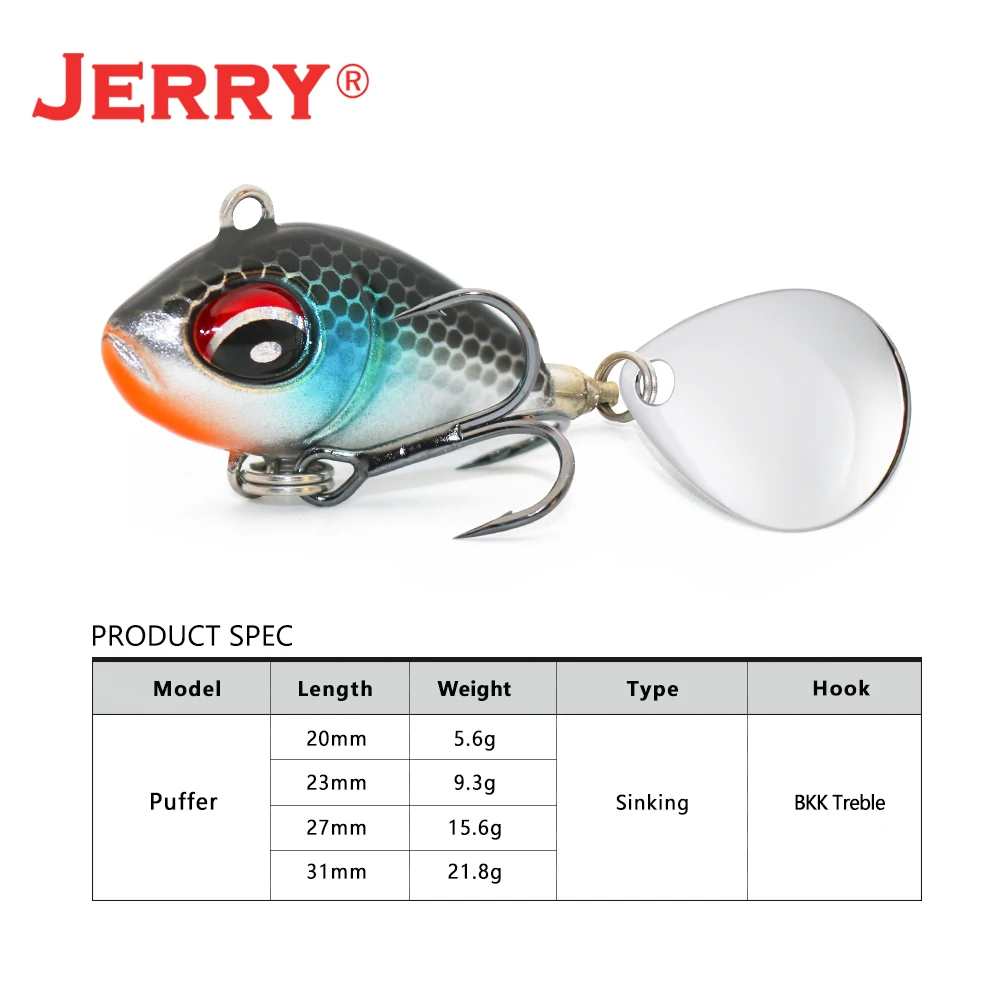 Jerry Puffer Metal VIB Vibraction Fishing Lure Spin Flashing Bait Blade Tail 5.6g 9.3g 15.6g 21.8g Wobbler Lures Pesca Tackle