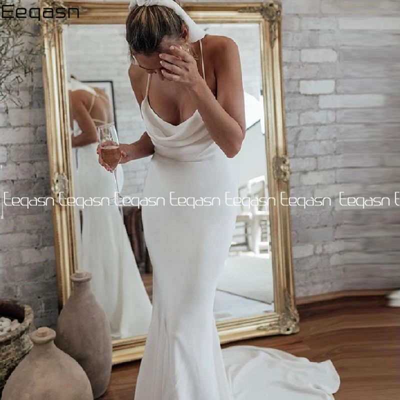 Eeqasn 2020 Vintage Mermaid Abiti Da Sposa Africano per Le Donne Boho Della Spiaggia di Abiti Da Sposa Plus Size Abiti Da Sposa