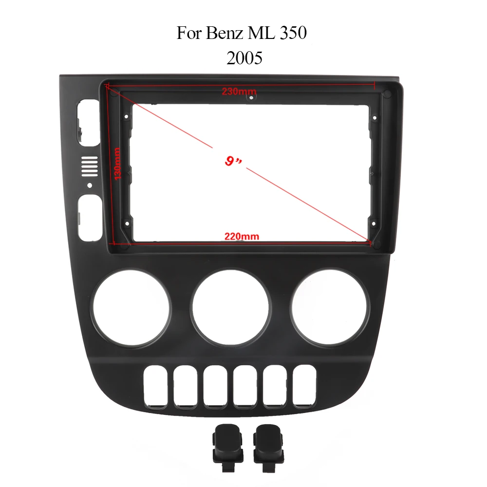 

Double Din Black ABS Trim Fascia Frame For Mercedes Benz ML 350 2005 Refit Car Android 9"Radio Navigation DVD Mounting Dashboard