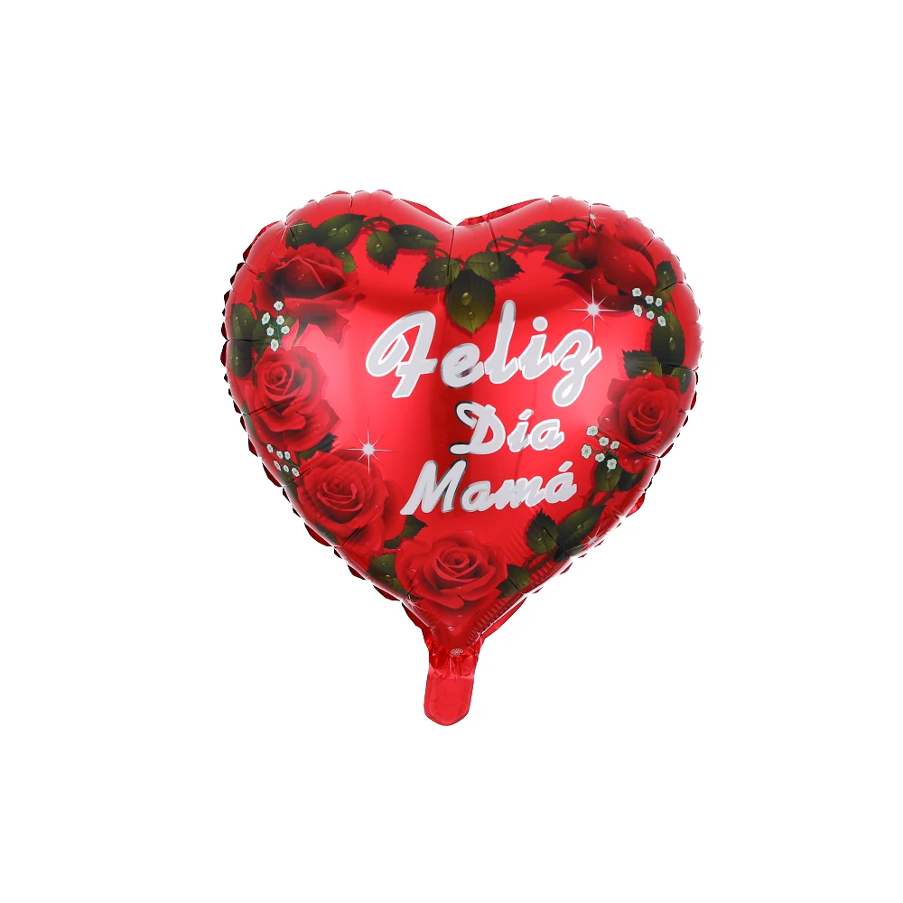 10pcs 18inch Printed Spanish mother Foil Balloons Mother\'s Day Heart Shape Helium Love Globos Decor Mama Balloon Gifts Balaos