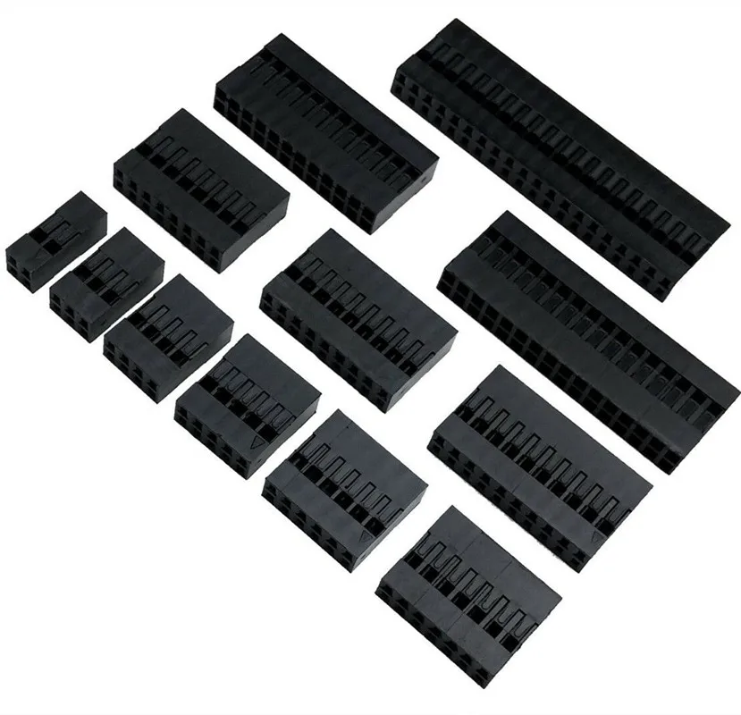 100pcs Dupont Plastic Shell 2.54mm Single /Double Row Dupont Connector 1P/2P/3P/4P/5P/6P/7P/8P/9P/10P 2*4pin/2*5pin Housing