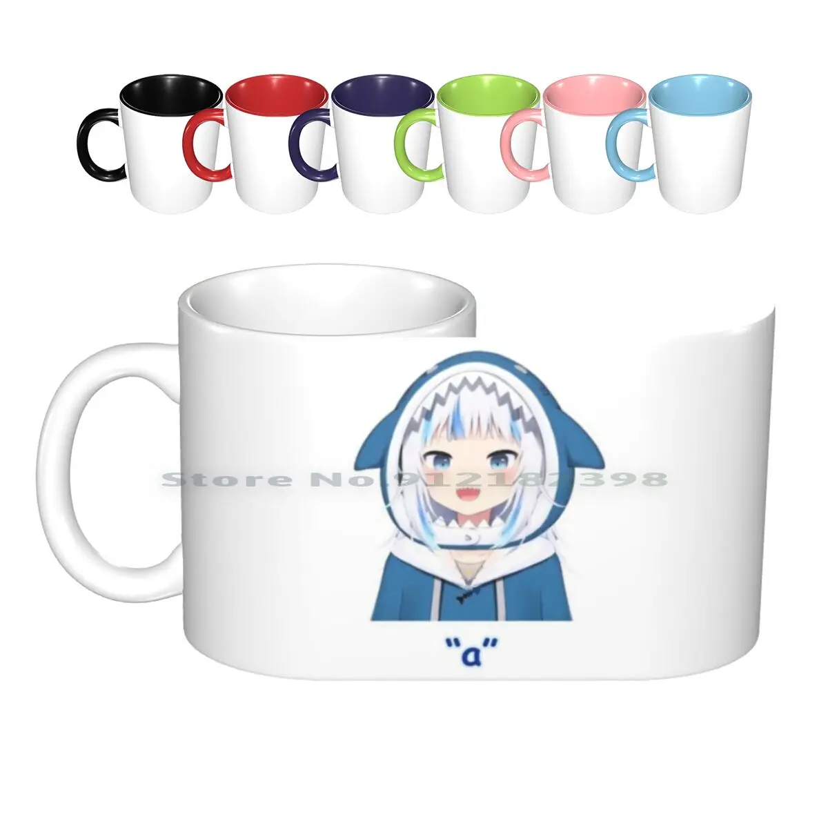 A Ceramic Mugs Coffee Cups Milk Tea Mug Gawr Gura Hololive Vtuber Holo Hololive En Hololive English English Shark Shark Girl