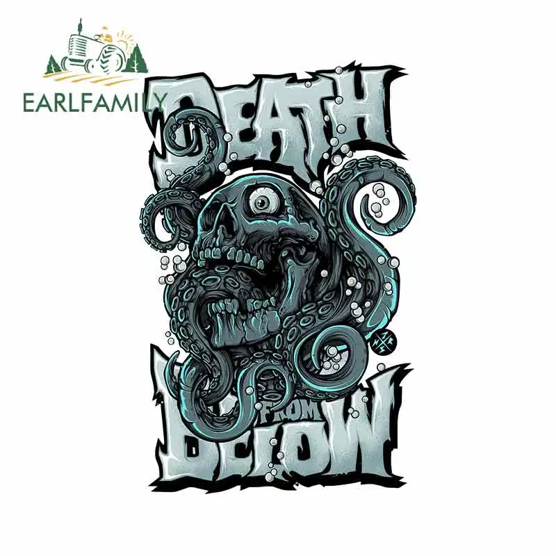 EARLFAMILY 13cm x 8.3cm For DEATH FROM BELOW Car Stickers Vinyl Material Decal Personality Occlusion Scratch Waterproof