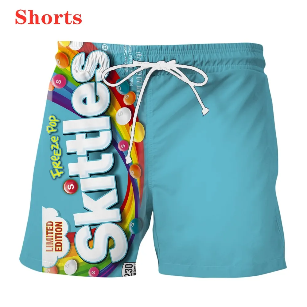 New 3D Printing Froot Loops Cereal  Fashion Men Women Tracksuits Crewneck Hip Hop Shorts Plus Size S-7XL