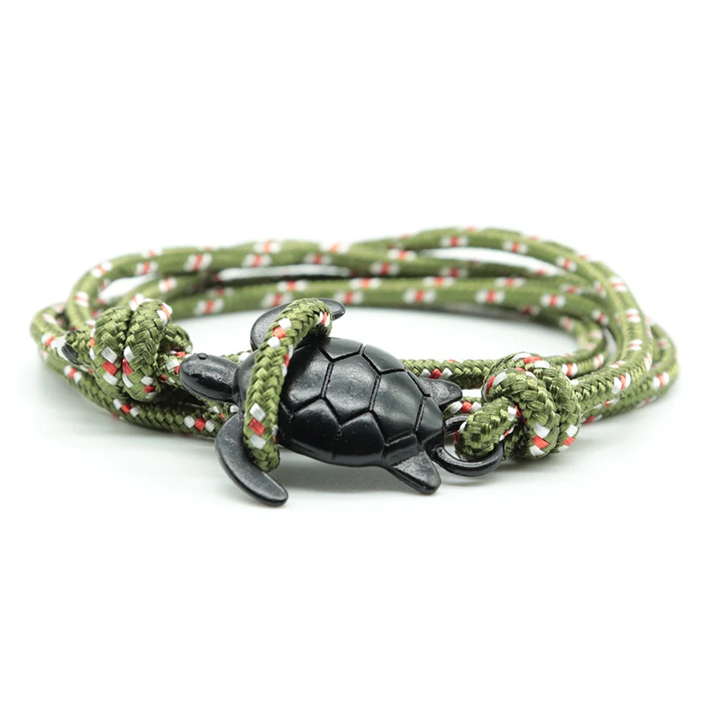 Fashion Handmade Paracord Sea Turtle Bracelet Charm Multilayer Rope Viking Braclet For Men Women Wristband Jewelry Pulseira