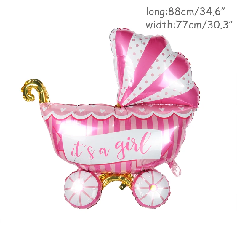 1pcs It\'s a Boy/Girl Foil Bow Balloons Baby Carriage Balloons Baby Shower Globos Birthday Decoration First Birthday Party Decor