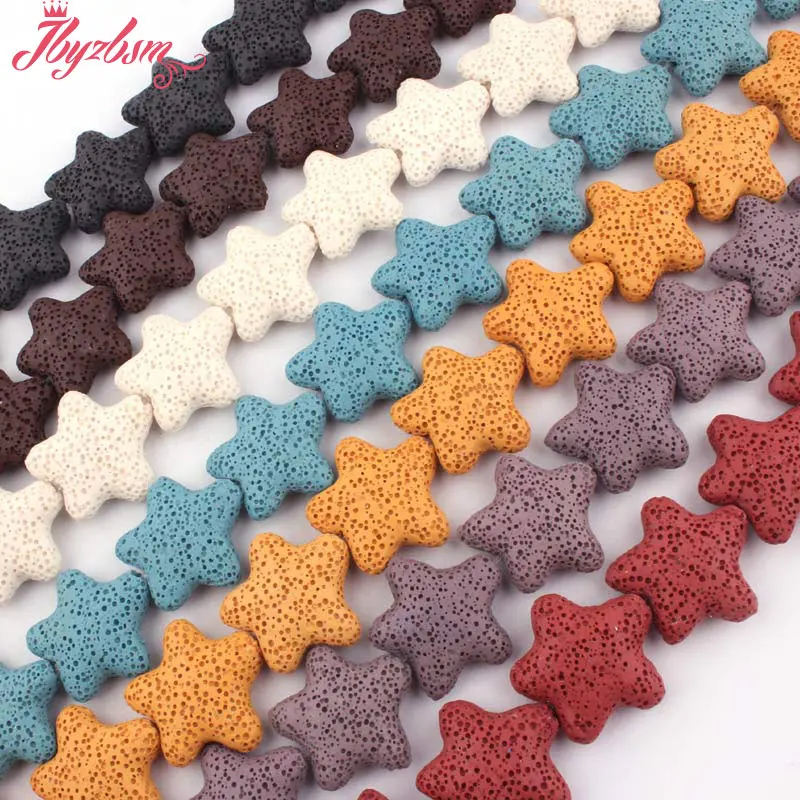 25mm Stars Lava Rock Volcanic Stone Loose Spacer Beads For DIY Charms Pendant Necklace Bracelats Earrings Jewelry Making 14.5\