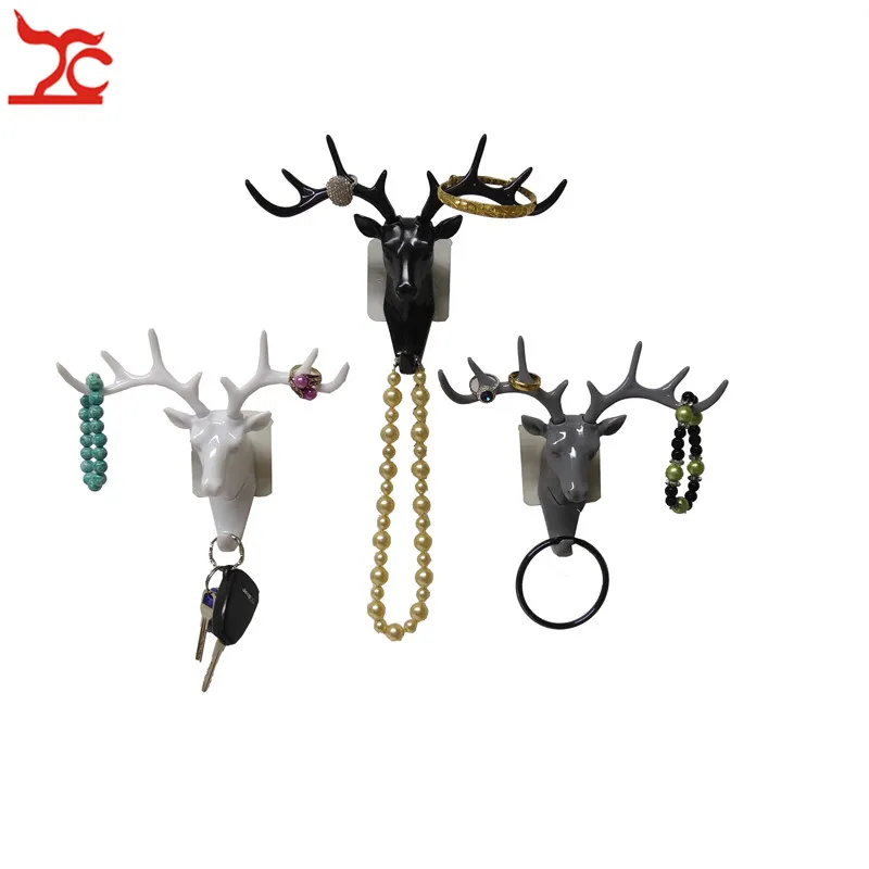 

Cool Plastic Animal Deer Stags Head Hook Hanger Jewelry Ring Necklace Bracelet Wall Door Cabinet Holder Decor Display Hook Rack