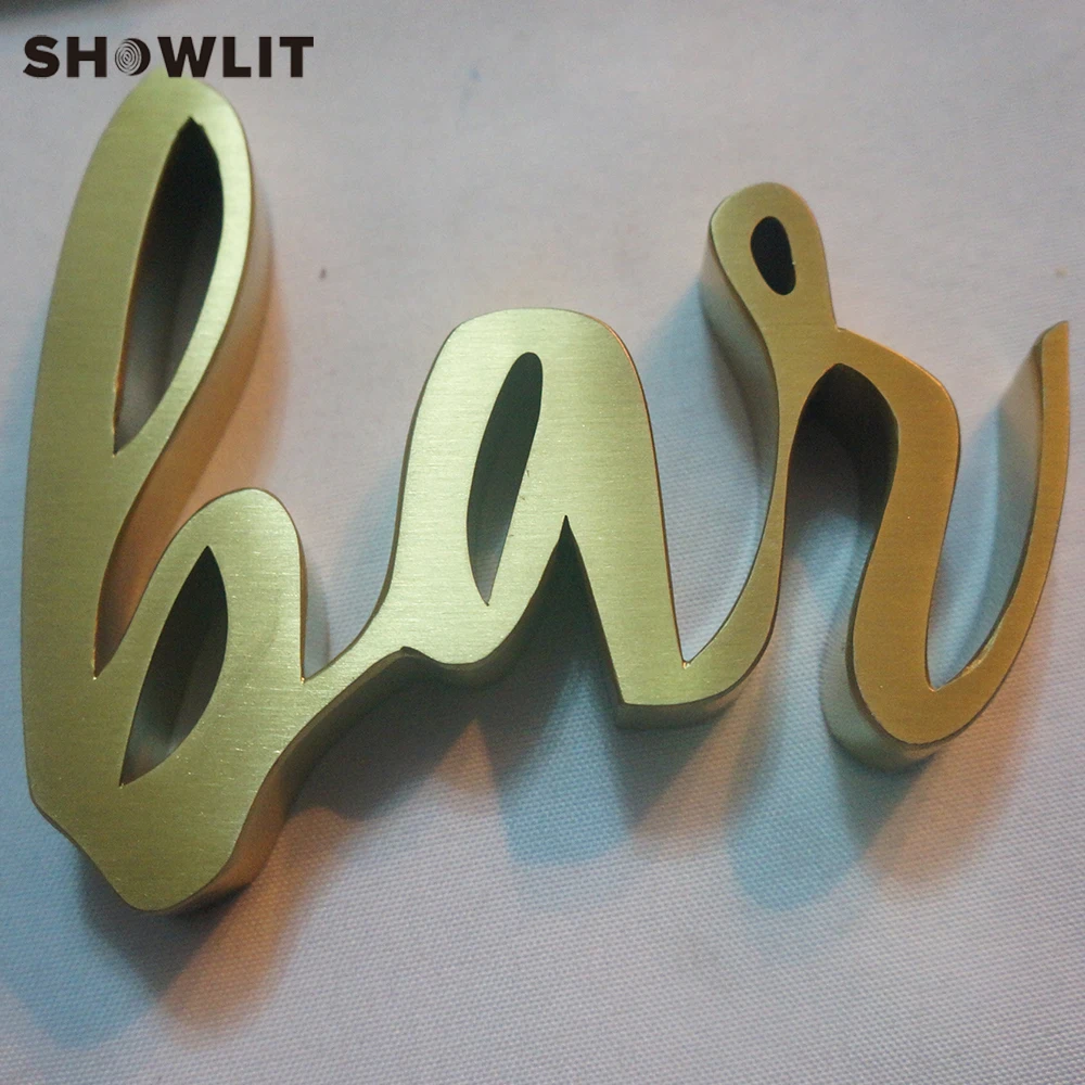 Fashion Style Custom Made Stainless Steel Channel Letters Golden Color Business Signs