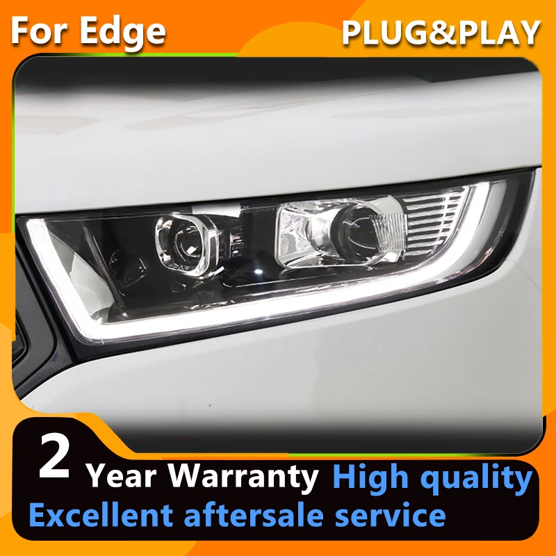 YCYON For Ford Edge Headlights 2015-2018 Edge LED Head light DRL Head lamp Angel eye Bi Xenon lens Auto Accessories