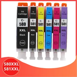 6Pack PGI580 Ink Cartridge PGI 580 CLI 581 XXL for Canon Pixma TR7550 TR8550 TS6150 TS6151 TS8150 TS8151 TS8152 TS9150 TS9155