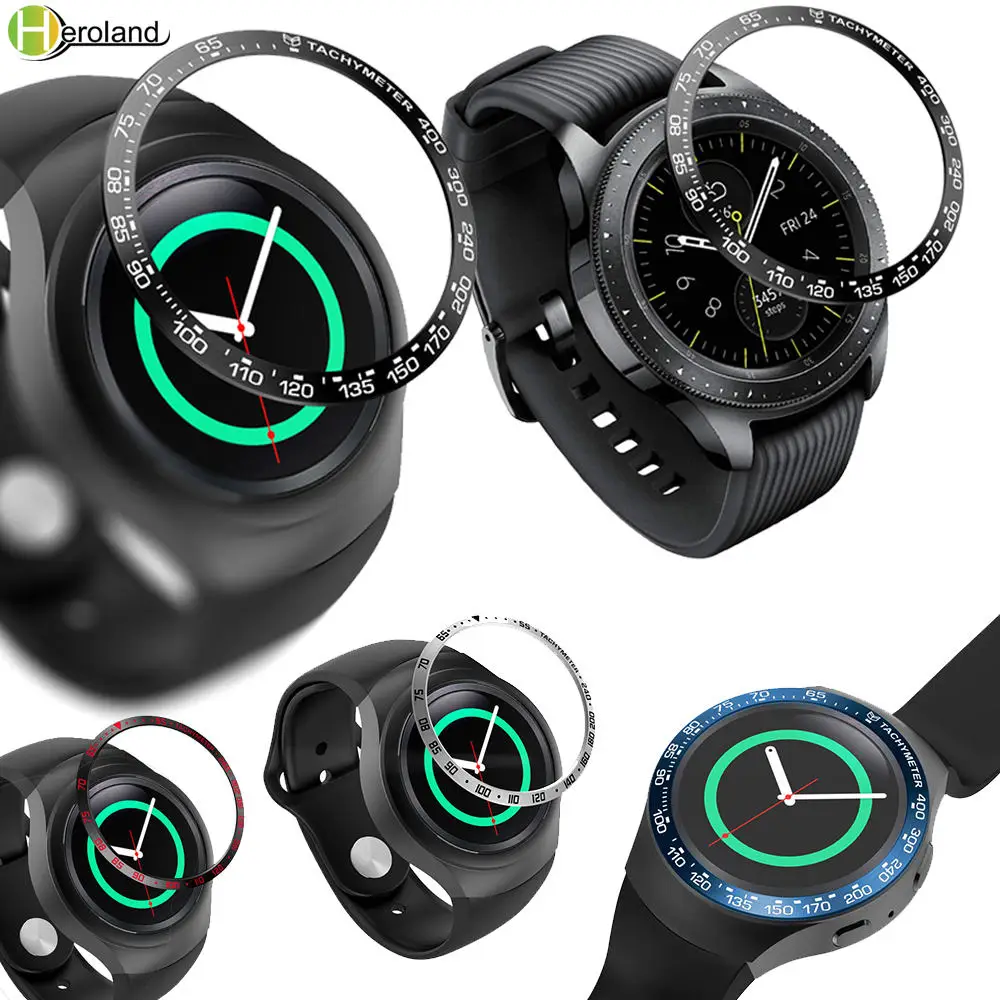 Watch Cover For Samsung Galaxy Watch 42MM Bezel Ring Adhesive Anti Scratch Metal Cover For Samsung Gear S2 SM-R720 Accessories