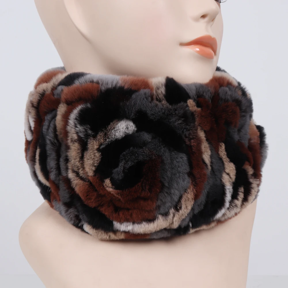 100% Natural Rex Rabbit Fur Women Scarves Winter Warm Knitted Elastic Real Fur Ring Scarf Lady High Quality Real Fur Headband