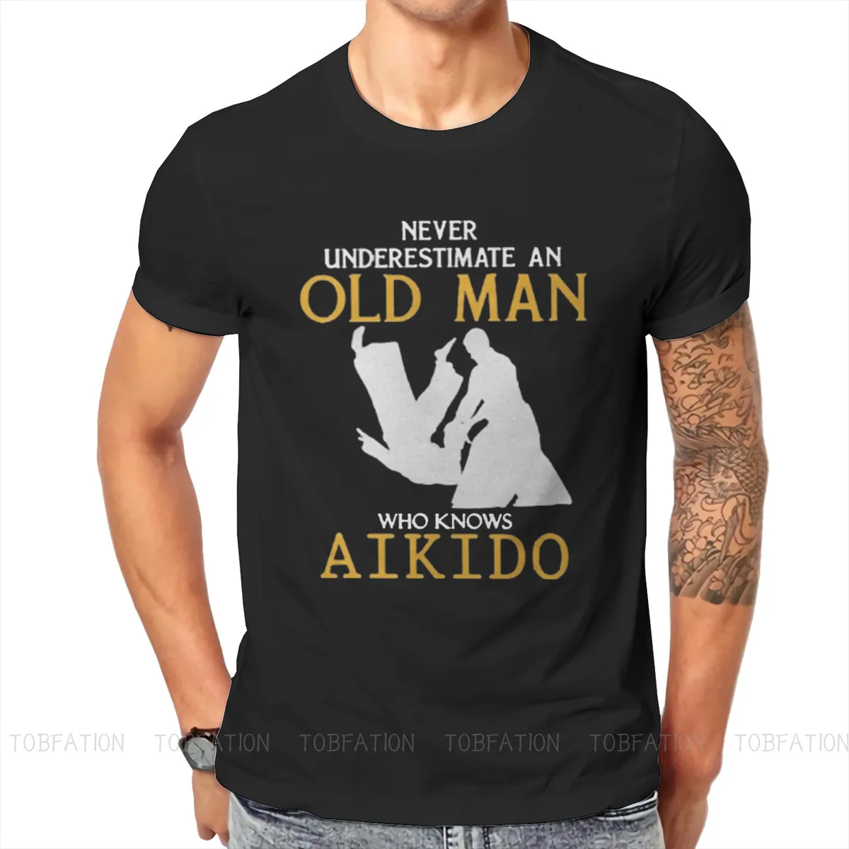 Aikido Hapkido Boken TANTO JO Martial Arts TShirt for Men Old Man Basic Casual Tee T Shirt High Quality Trendy Loose