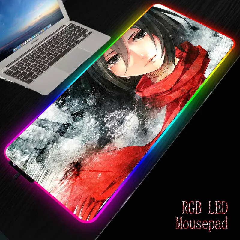 

MRGBEST Anime Girl Gaming RGB USB Mouse Pad Lockedge Gamer Computer LED Backlit Mause Mice Large XXL for Desk Keyboard Table Mat