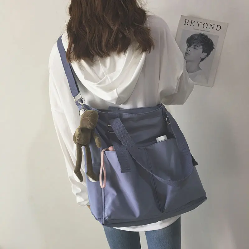 Waterproof Oxford Large Capacity Canvas Girl Shoulder Hand Bucket Bag Basket Female Crossbody Bags For Women Casual Tote Purses