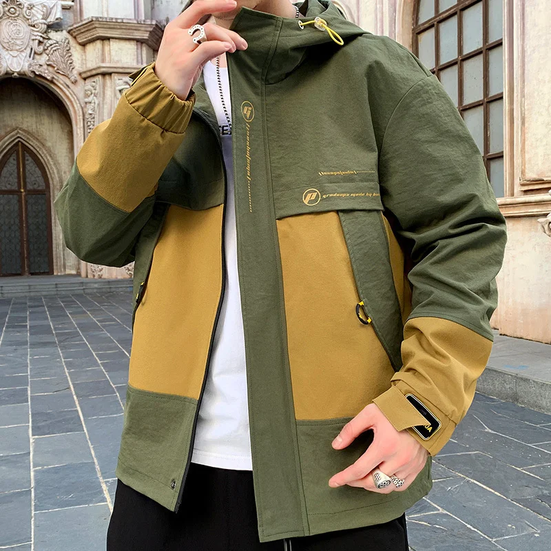 

New Autumn Men's Loose Printing Jacket Trend Fashion Color Matching Streetwear Comfortable Handsome Korean Version Coat Brand