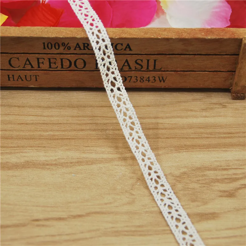 

10mm Cotton Lace Trim Ivory Fabric Sewing Accessories Cloth Wedding Dress Decoration Ribbon Craft Supplies 100yards LC017