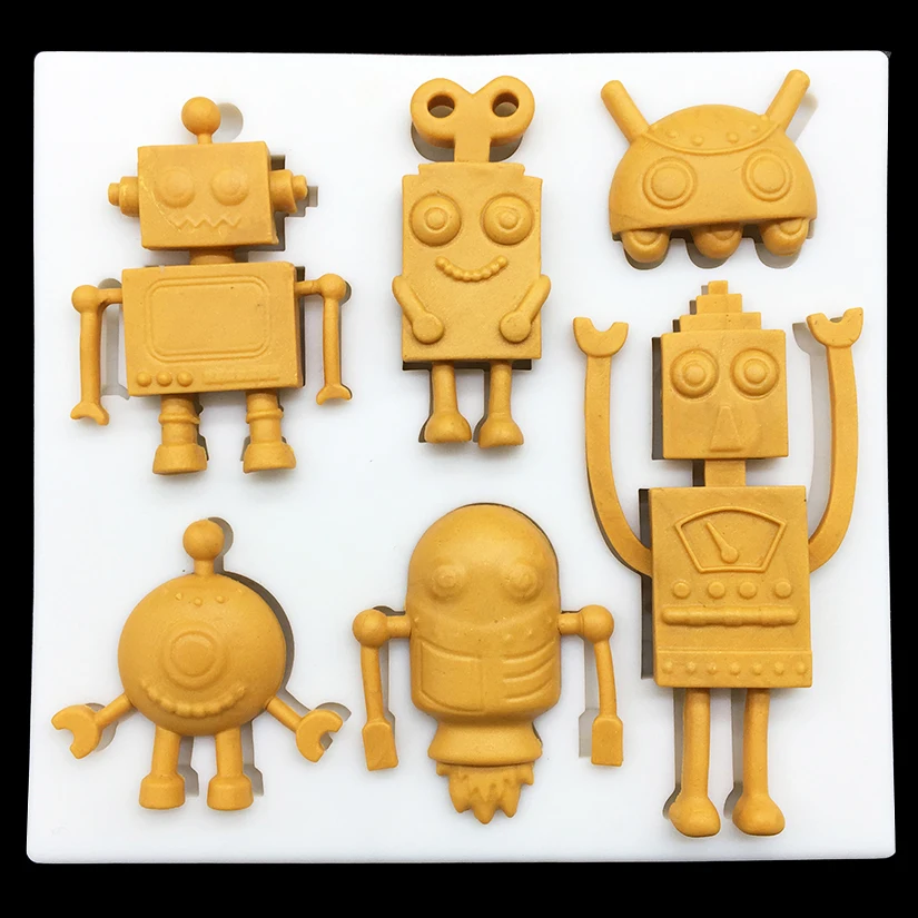 Robot Silicone Sugarcraft Mold  Resin Tools Cupcake Baking Mould Fondant Cake Decorating Tools