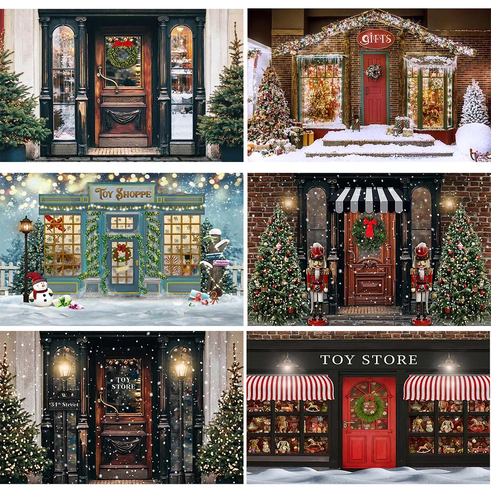 

Christmas shop store backdrop for photography studio Toy store X-mas Decoration Retro store Kids Portrait Photo Shoot Photocall