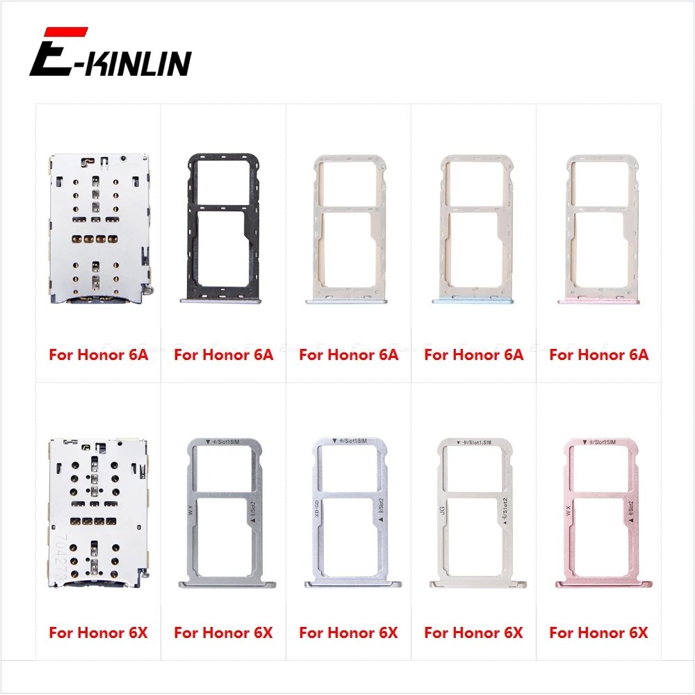 Sim Card Tray Connector Holder Slot Socket Adapter For HuaWei Honor 6A 6X DLI-AL10 AL10A AL10B TL20 Micro SD Reader Container