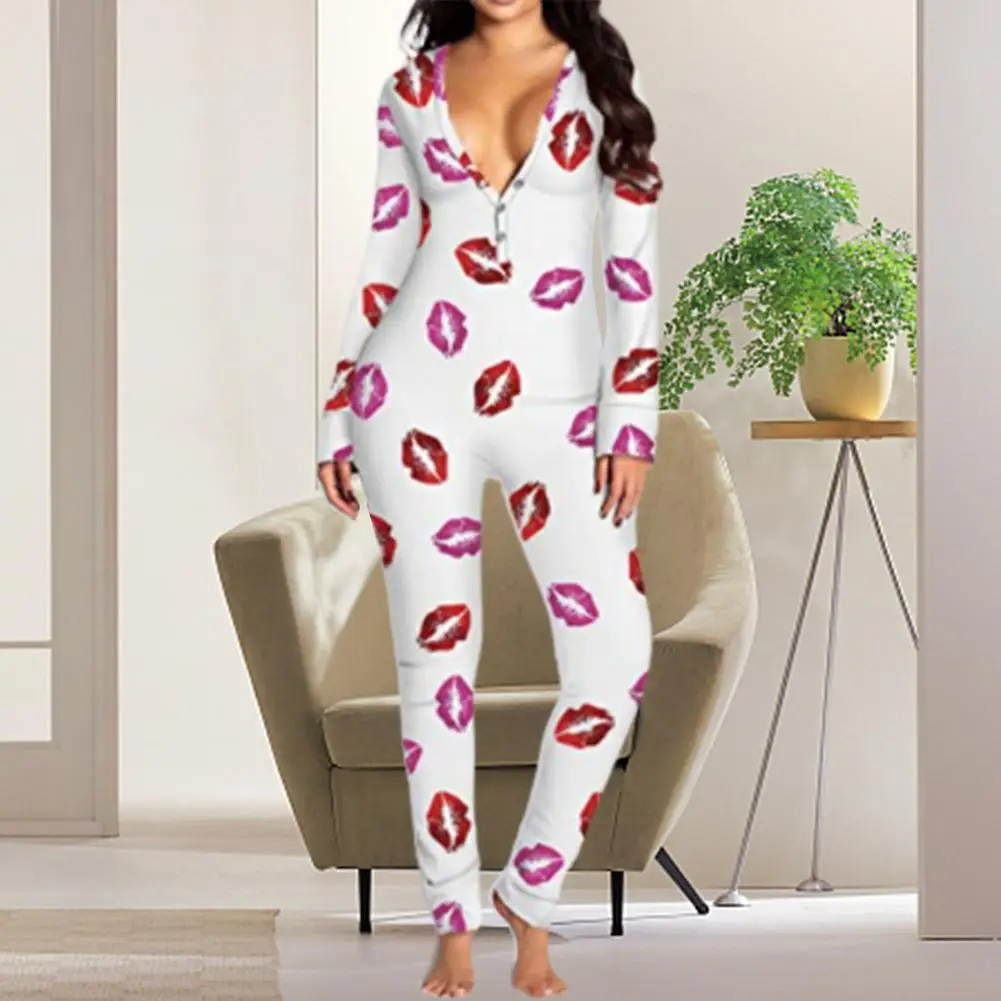 Women V Neck Jumpsuit Long SleeveSet Pajamas Sleepwear Hooded Zipper Nightwear Sleepwear Home Wear Long Sleeve Sweatshirt