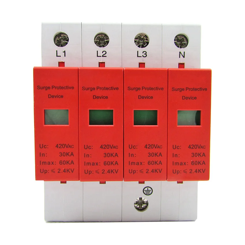 Primary power lightning arrester 60kA three-phase power lightning protection module 380V power lightning arrester