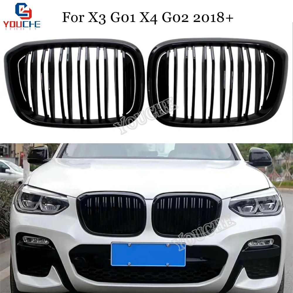 

Front Bumper Kidney Grille Mesh Glossy Black Replacement Grill for BMW X3 G01 & X4 G02 2018 2019 5-door SUV