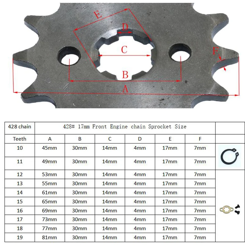 428# 17mm 10-19T Tooth Front Engine Sprocket for 50-160cc Orion Apollo Dirt Pit Bike ATV Quad Go Kart Buggy Scooter Motorcycle