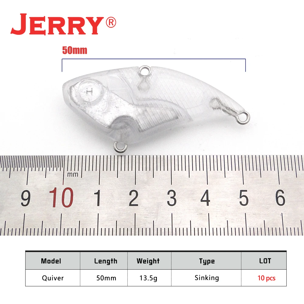 Jerry 10pieces 5cm 13.5G Sinking Lipless Crankbait Vibration Unpainted Blank Body VIB Lures