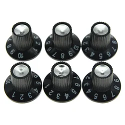 6PCS Black with Silver FD Style Guitar Amp Knobs Skirted Knobs Fits for Fender 6mm Shaft Pots Amplifers Guitar Accessories