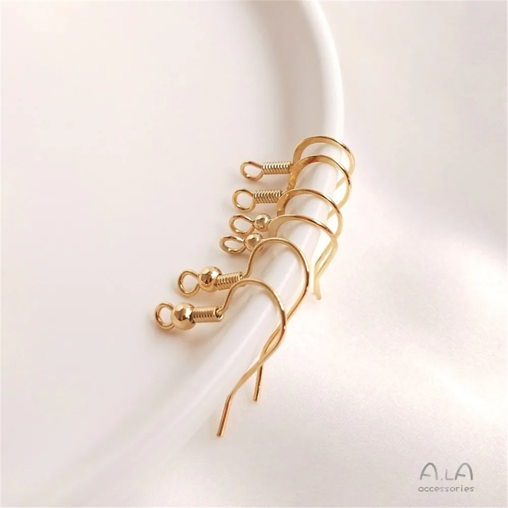 14K Gold Plated Allergy - resistant flat hook spring with beaded earrings Accessories Hand - made earrings DIY materials