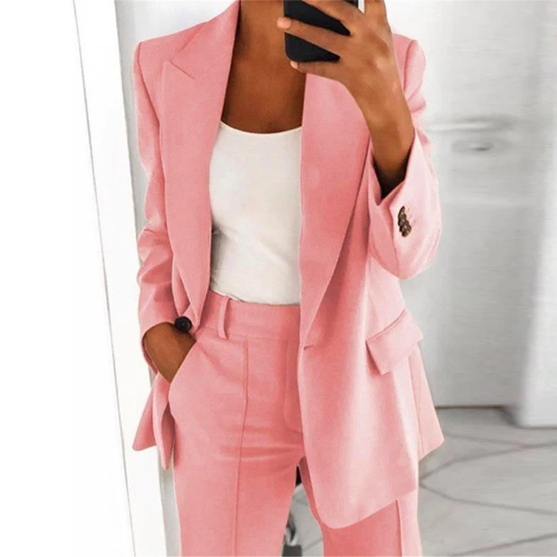 2021 autunno elegante top office giacca da donna sottile giacca a un bottone giacca da donna giacca monocromatica a braccio lungo da donna