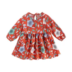 Sanlutoz Flower Baby Dress Kids Girls Clothing Casual Fashion Long Sleeve Infants Clothes