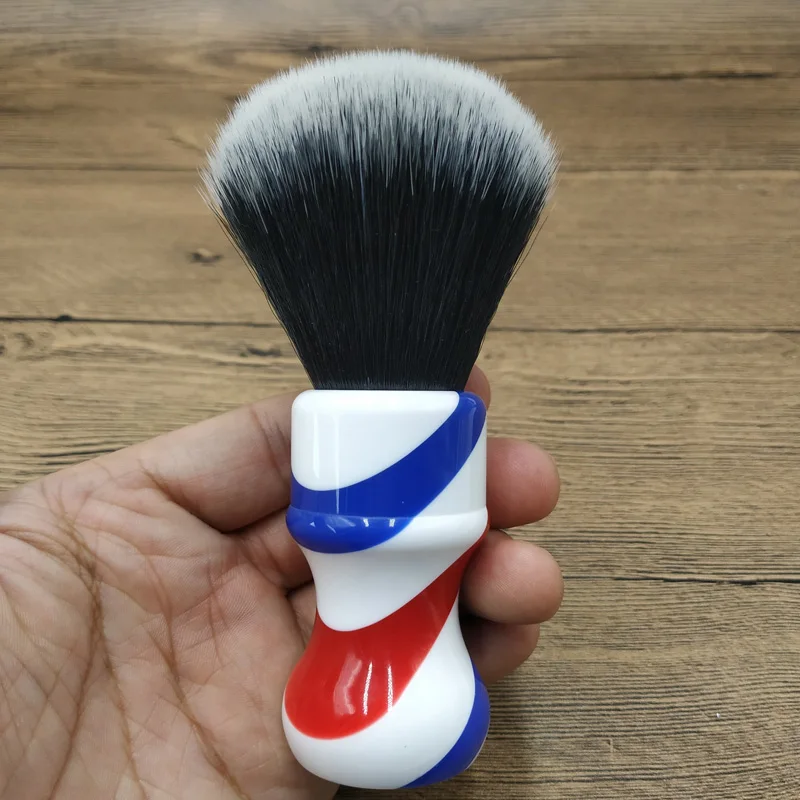 dscosmetic 24mm tuxedo synthetic hair knots  shaving brush with  barber pole handle