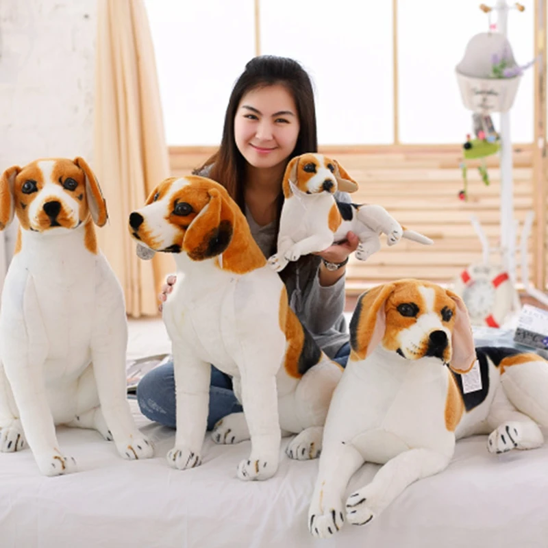 30-90cm New Simulation Giant Dog Toy Realistic Stuffed Animals Miguel Harrier Beagles Dog Plush Toys Birthday Gift For Children