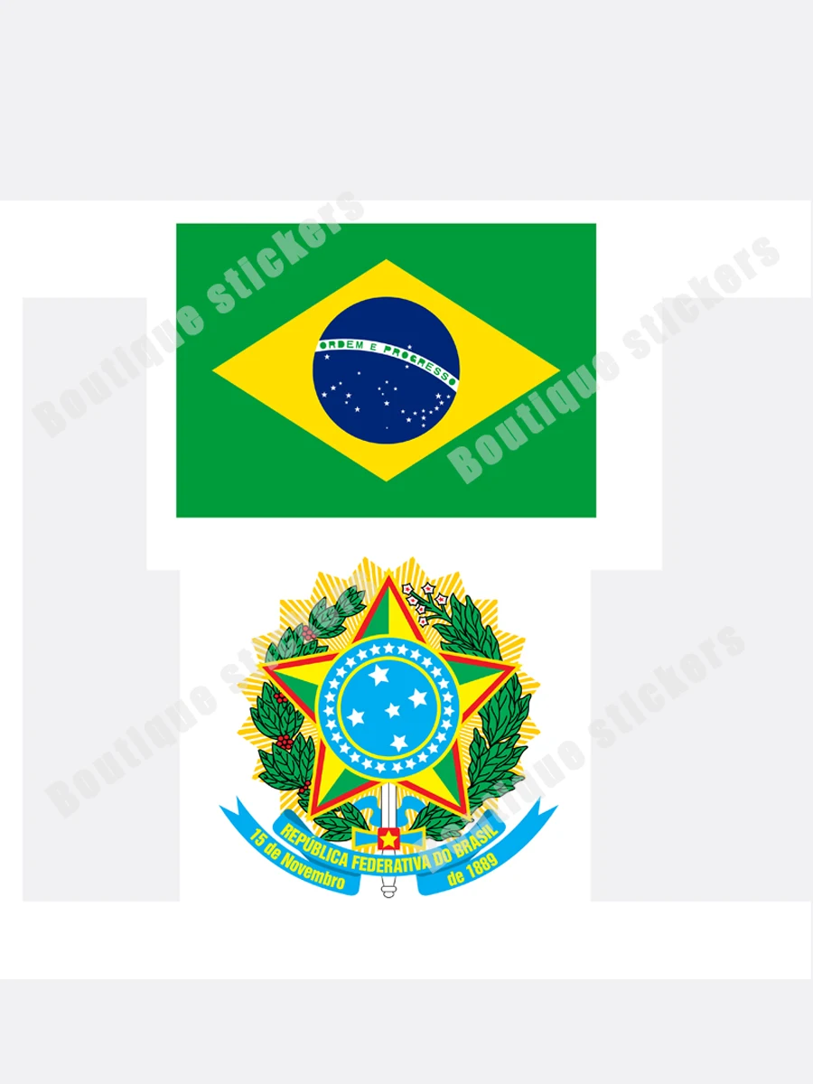 Brazil Flag Brazil National Emblem Sticker Cover Scratch Waterproof Sunscreen Car Window Body Decoration Sticker Accessories