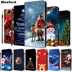 Christmas Flip Leather Cover For Xiaomi Redmi 9 9T 9A 9AT 9C NFC 8 8A 7 7A Phone Case For Xiaomi Redmi Note 9S 9 Pro Wallet Case