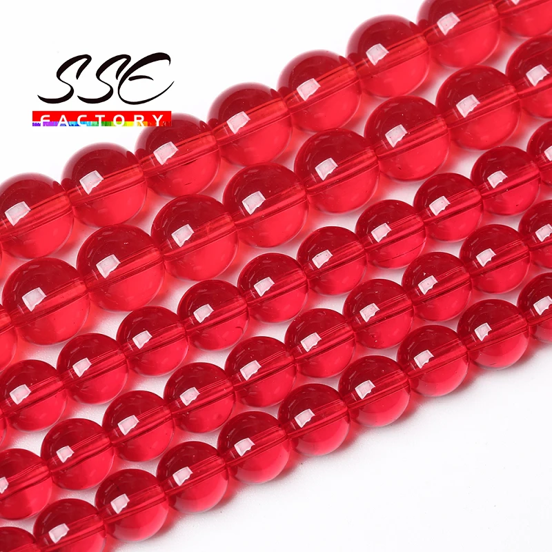 Wholesale Natural Stone Loose Beads Red Glass Beads 15