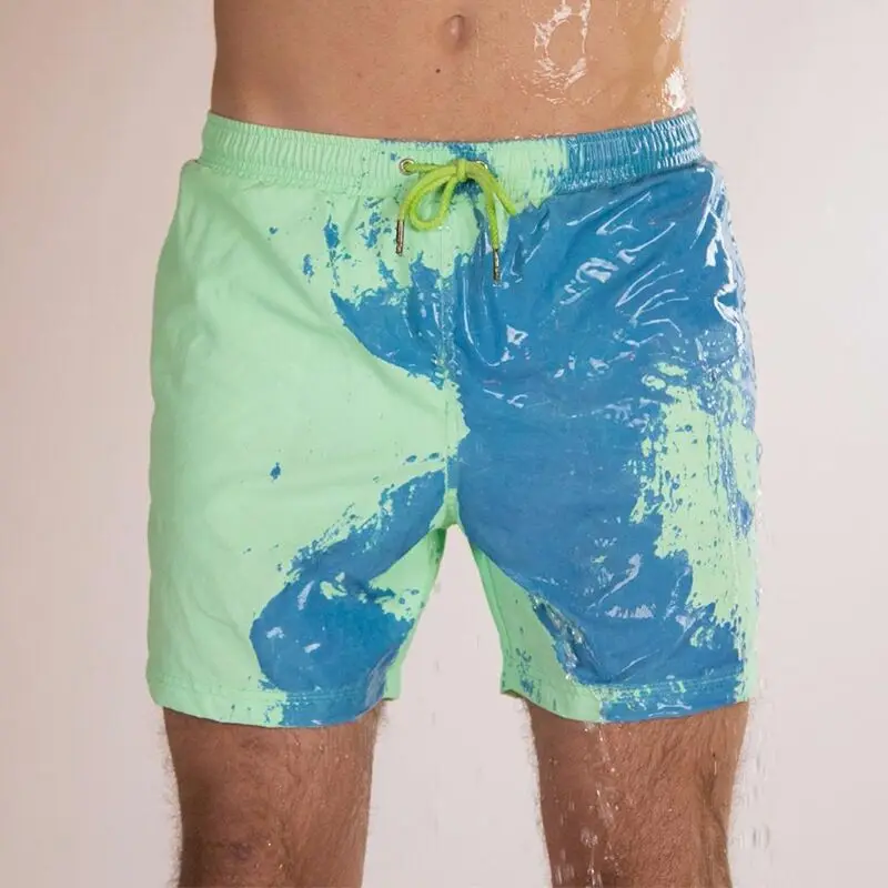 Mannen Kleur Veranderende Strand Shorts Zomer Quick Dry Surf Badmode Broek Warme Kleur Verkleuring Zwembroek Surf Board Shorts