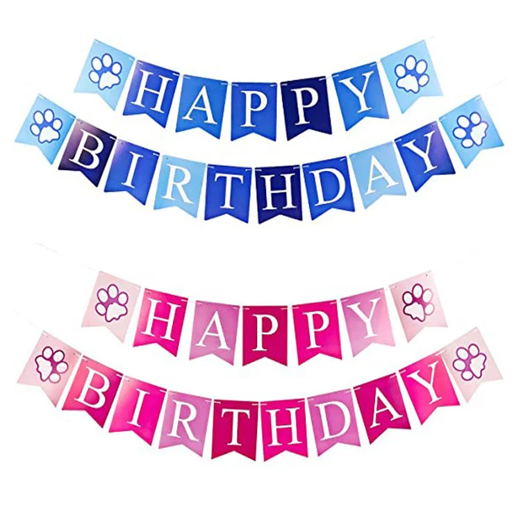 Dog happy birthday pull flag birthday party letters bunting dog paw print party decoration fish tail pull flag background layout