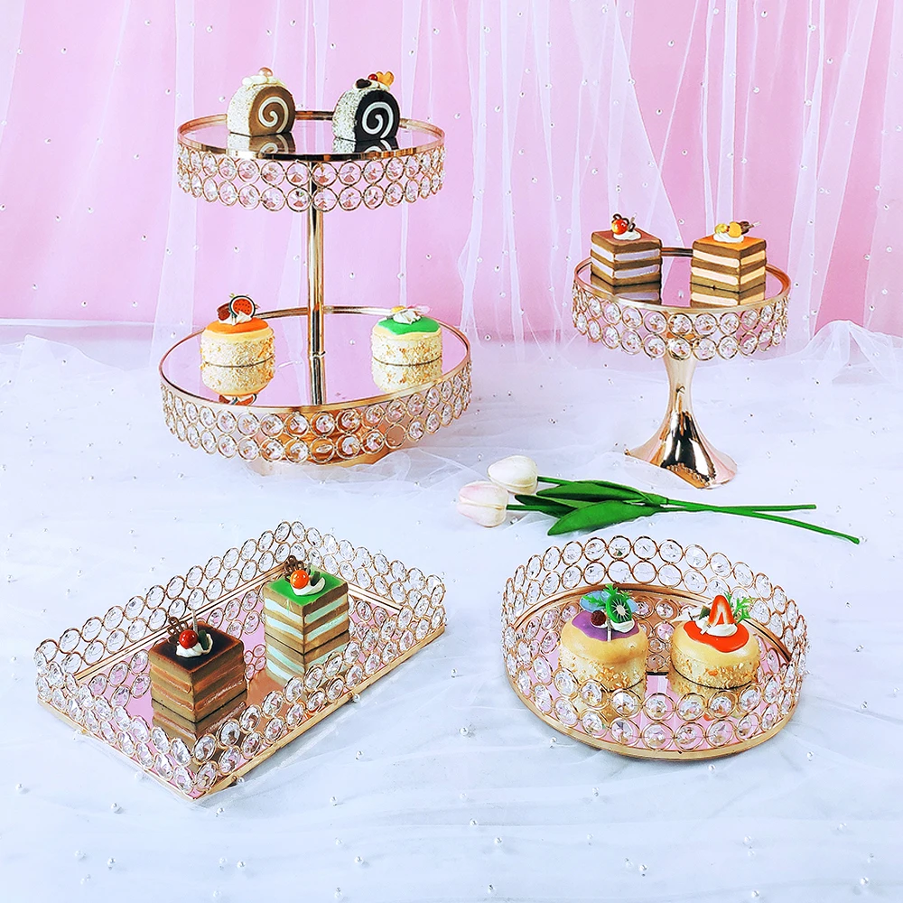 4-8pcs Home Party Display Stand Wedding Decoration Wrought Iron Birthday Tray Dessert Fudge Desktop Afternoon Tea Cake Stand