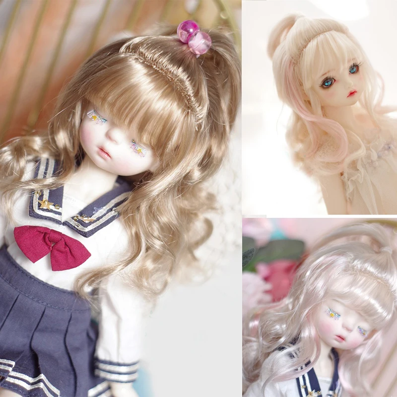 

D03-P607 children toy BJD DD SD MSD 1/6 1/4 1/3 doll's Photo props Accessoriess Bangs braid long curly hair 1pcs