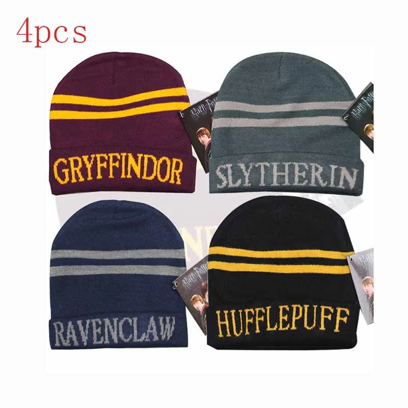 Magic School Hermione Ron Cap Halloween Cosplay Hat Scarf Winter Neckerchief Ravenclaw Slytherin Hufflepuff Cosplay Hat a