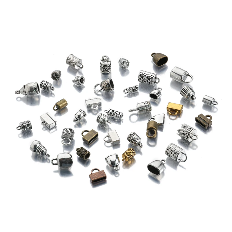 10-20 sztuk okrągłe zaślepki frędzle metalowe czapki z pętelką 2mm na okrągły skórzany sznurek bransoletka naszyjnik DIY akcesoria do wyrobu biżuterii — zdjęcie 3