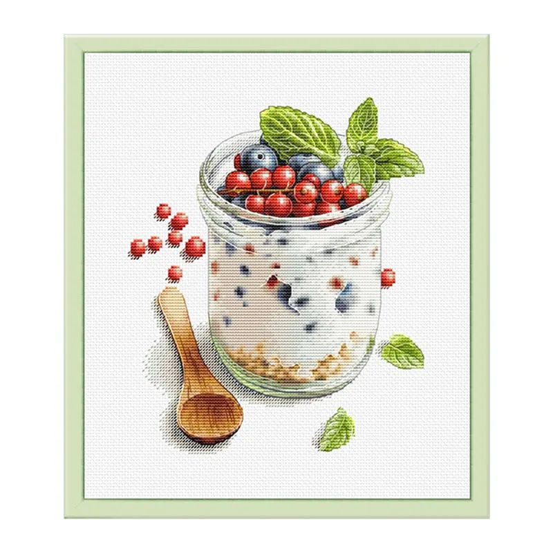 Restaurant Hand-embroidered Decorative Painting Cross Stitch Kit S289 Delicious Breakfast Blueberry Berry Precision Printing