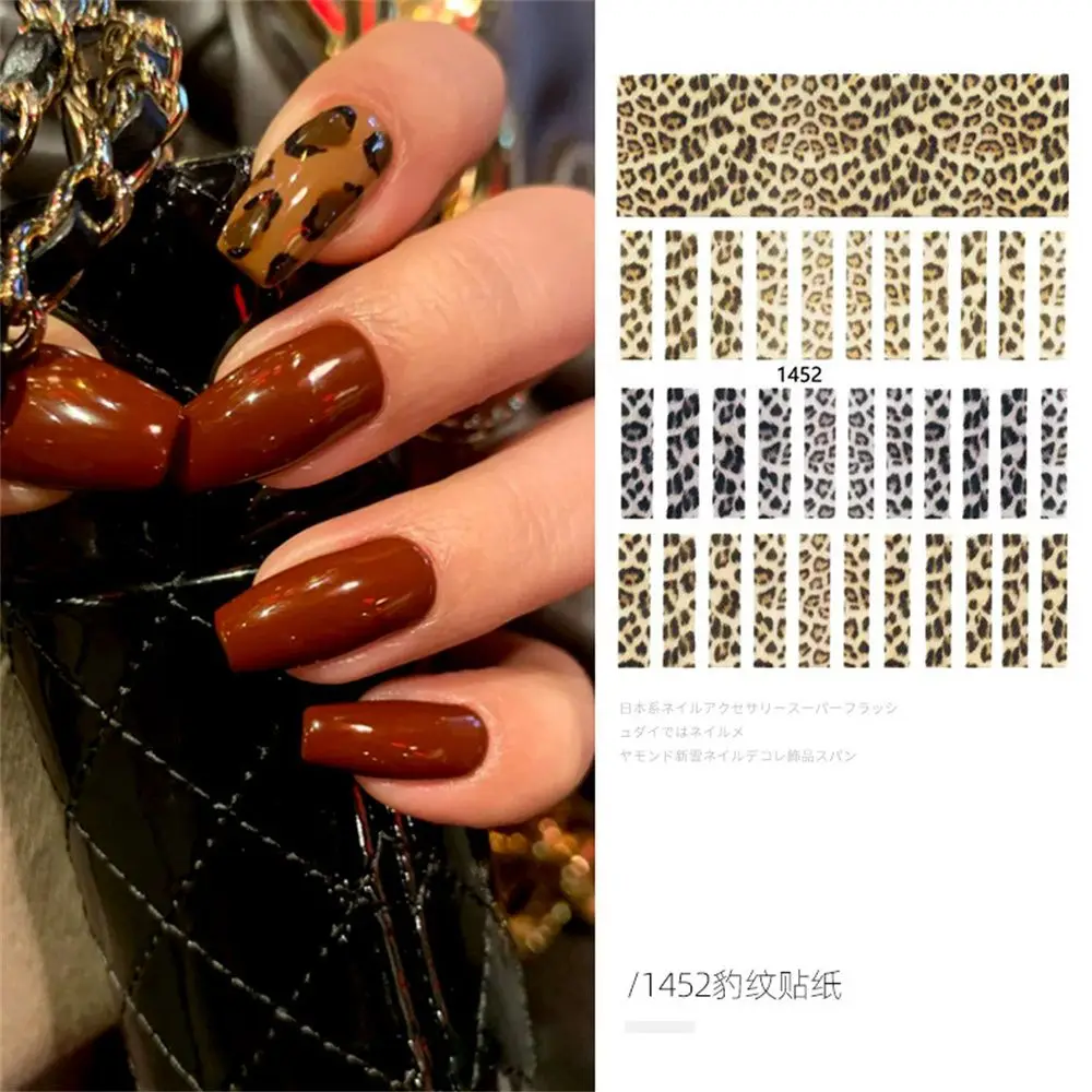 Yılan kaplan leopar desen Nail Art Sticker su transferi çıkartma hayvan baskı tırnak süsü Slider tam kapak manikür dekorasyon