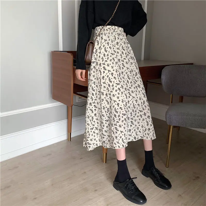 Skirts Women Design High Waist Summer Loose Trendy Elegant Artistic BF A-Line All-match Print Lovely Ins Casual Tender Aesthetic