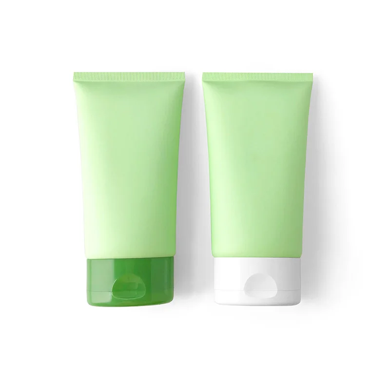 

150ML 30PCS Empty Matte Green Flat Soft Tubes Refillable Plastic Lotion Squeeze Cosmetic Packaging Cream Tube Flip Lid Container